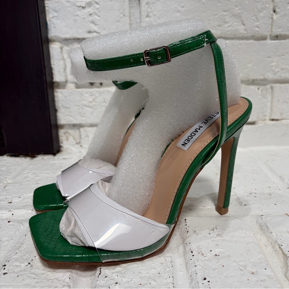 Steve Madden Green and White Heeled Sandals